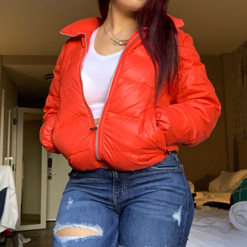 red nike puffer jacket